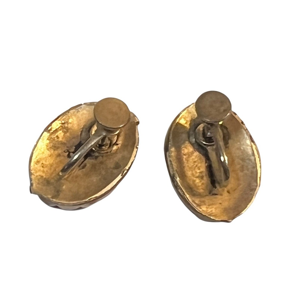 Vintage Siam Niello Hindu Goddess Screw Back Earrings - Picture 4 of 5
